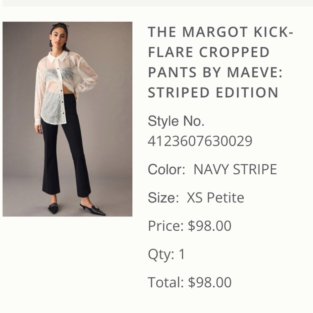 Maeve Margot Navy Stripe Kick-Flare Cropped Pants